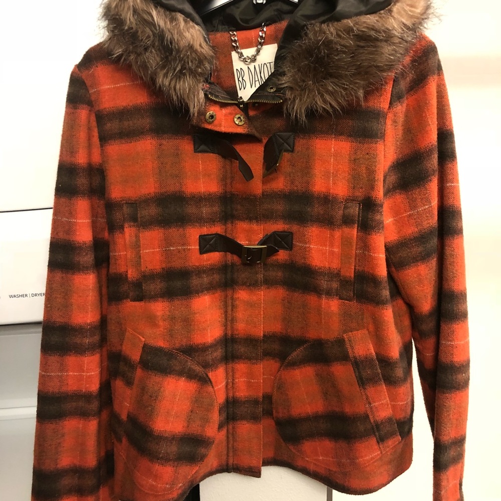 Fur hooded coat